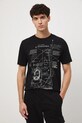 T-shirt bawełniany męski z kolekcji Science – Words of Wisdom RW25-TSM358 czarny RW25
