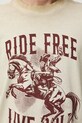 T-shirt bawełniany męski z nadrukiem RW25-TSM400 beżowy