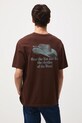 T-shirt bawełniany męski z nadrukiem brązowy RW25-TSM403