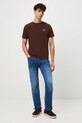 T-shirt bawełniany męski z ozdobnym haftem RW25-TSM407 brązowy RW25