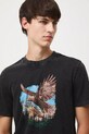 T-shirt bawełniany męski z nadrukiem czarny RW25-TSM411