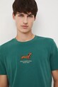 T-shirt bawełniany męski z okazji Dnia Psa – Zofia Różycka x Medicine RW25-TSM452 turkusowy