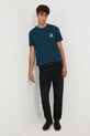 T-shirt bawełniany męski z ozdobnym haftem RW25-TSM605 turkusowy RW25