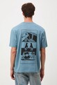 T-shirt bawełniany męski z nadrukiem niebieski RW25-TSM607