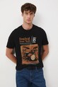 T-shirt bawełniany męski z nadrukiem czarny RW25-TSM608