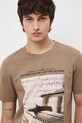 T-shirt bawełniany męski z elastanem z kolekcji Narodowy Instytut Fryderyka Chopina x Medicine RW25-TSM708 beżowy RW25