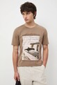 T-shirt bawełniany męski z elastanem z kolekcji Narodowy Instytut Fryderyka Chopina x Medicine RW25-TSM708 beżowy