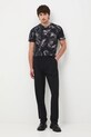 T-shirt bawełniany męski z elastanem wzorzysty RW25-TSM716 czarny RW25