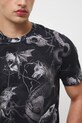 T-shirt bawełniany męski z elastanem wzorzysty RW25-TSM716 czarny