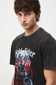T-shirt bawełniany męski z nadrukiem szary RW25-TSM717