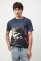 T-shirt bawełniany męski z elastanem wzorzysty multicolor RW25-TSM718