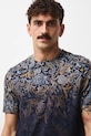 Bavlnené tričko pánske so vzorom tmavomodrá RW25-TSMB15