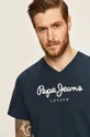 granatowy Pepe Jeans - T-shirt EGGO V Męski