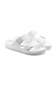 white Birkenstock sliders Arizona EVA