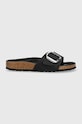 Natikači iz nubuka Birkenstock Madrid Big Buckle Ravna črna 1006523