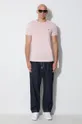 Βαμβακερό μπλουζάκι Lacoste ροζ