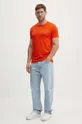 Bombažna kratka majica Lacoste oranžna