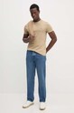 Bavlněné tričko Lacoste TH6709 béžová SS25