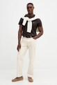 Bavlněné tričko Lacoste TH6709 hnědá AW25