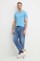 Хлопковая футболка Lacoste TH6710 голубой SS25