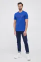 Armani Exchange - Бавовняна футболка блакитний