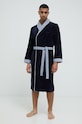 Памучен халат BOSS LORD.MEN тъмносин AW22