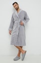 Памучен халат BOSS LORD.MEN сив AW22