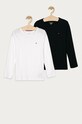 Tommy Hilfiger - Longsleeve dziecięcy (2-pack) 128-164 cm bawełna biały UB0UB00309