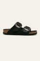 Birkenstock klapki skórzane Arizona Big Buckle płaski czarny 1011075