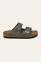 Birkenstock - Klapki skórzane Arizona FL SFB płaski szary 1013645