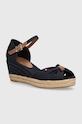 Sandále Tommy Hilfiger BASIC OPENED TOE MID WEDGE klinový tmavomodrá FW0FW04785