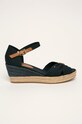 Tommy Hilfiger sandały BASIC OPENED TOE MID WEDGE tekstylny granatowy FW0FW04785