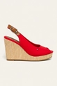 κόκκινο Tommy Hilfiger - Σανδάλια ICONIC ELENA SLING BACK WEDGE Γυναικεία