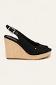 Tommy Hilfiger – Sandały ICONIC ELENA SLING BACK WEDGE pozostałe czarny FW0FW04789