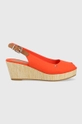 pomarańczowy Tommy Hilfiger sandały ICONIC ELBA SLING BACK WEDGE Damski