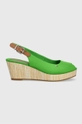 zelena Tommy Hilfiger Sandale ICONIC ELBA SLING BACK WEDGE Ženski