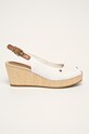 Tommy Hilfiger - Sandále ICONIC ELBA SLING BACK WEDGE usňová koža biela FW0FW04788