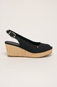 Sandály Tommy Hilfiger ICONIC ELBA SLING BACK WEDGE imitace semiše námořnická modř FW0FW04788