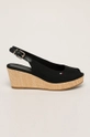 crna Sandale Tommy Hilfiger ICONIC ELBA SLING BACK WEDGE Ženski