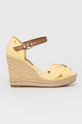 żółty Tommy Hilfiger sandały BASIC OPENED TOE HIGH WEDGE Damski