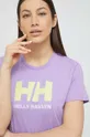 vijolična Bombažna kratka majica Helly Hansen Ženski