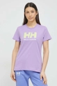 μωβ Βαμβακερό μπλουζάκι Helly Hansen