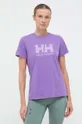 fioletowy Helly Hansen t-shirt bawełniany Damski