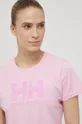 Βαμβακερό μπλουζάκι Helly Hansen ροζ