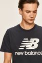 granatowy New Balance - T-shirt MT01575ECL