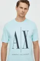 turkusowy Armani Exchange t-shirt bawełniany