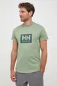 Bombažna kratka majica Helly Hansen zelena