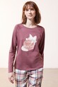 Etam - Pyžamové tričko s dlhým rukávom Fleur vrchný fialová 652347615