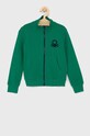 Dětská bavlněná mikina United Colors of Benetton bez kapuce zelená 3J68C5196.110.170