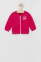 różowy United Colors of Benetton Bluza bawełniana dziecięca Dziewczęcy